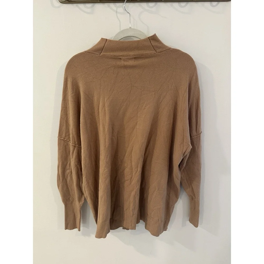 Mudpie S M L XL Sweater Mock Neck Tan Oversized